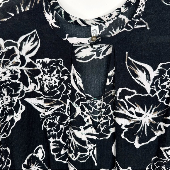 Free People Tree Swing Tunic Dress Black & White Floral Long Sleeve XS - Picture 8 of 12